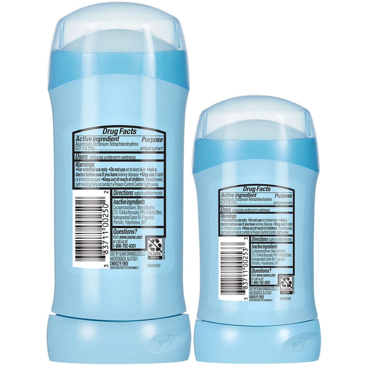 Suave Antiperspirant Deodorant for Women, Powder 2-Pack, 2.6 + 1.2 Oz
