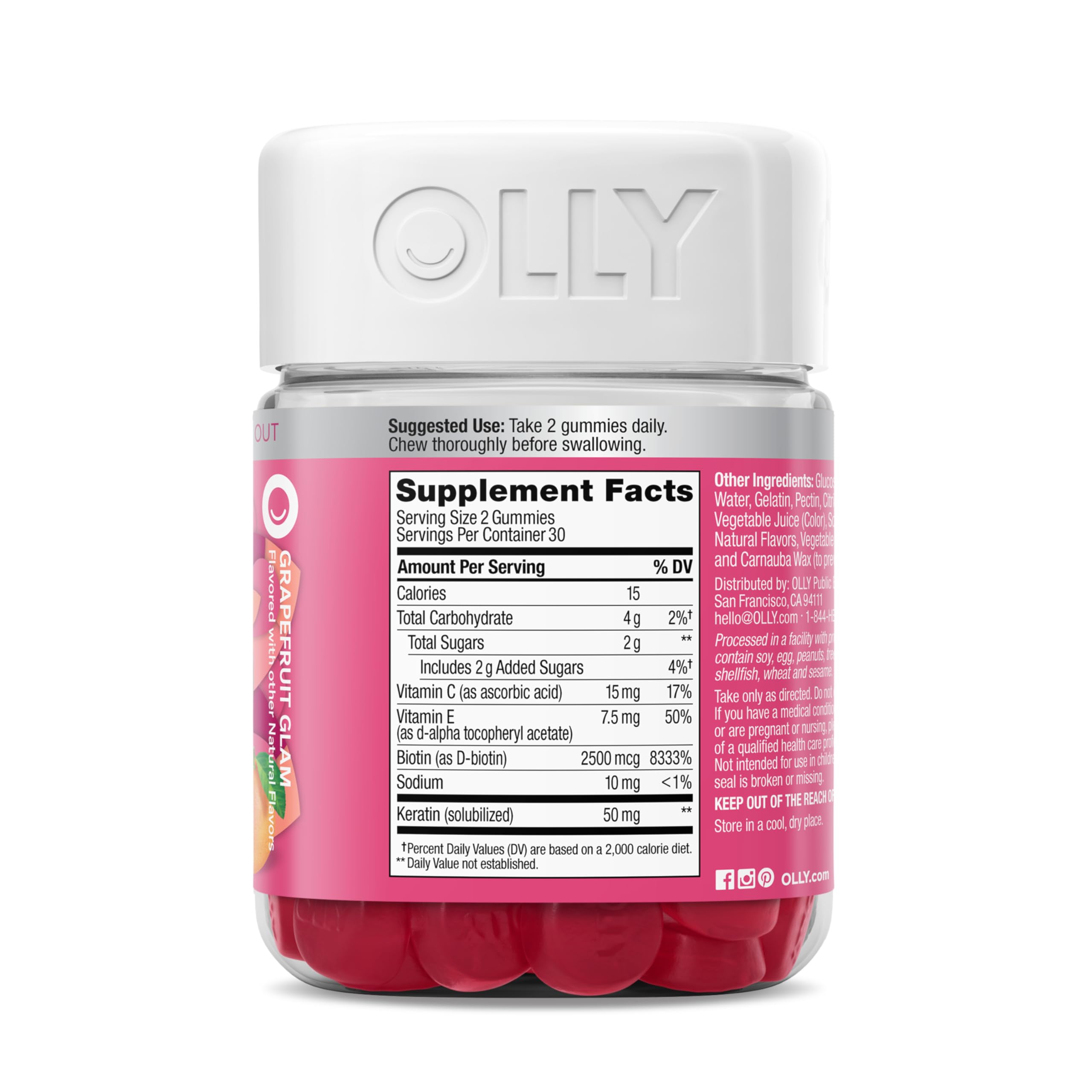 OLLY Hair Skin and Nails Gummies, Undeniable Beauty, Biotin - 60 Count