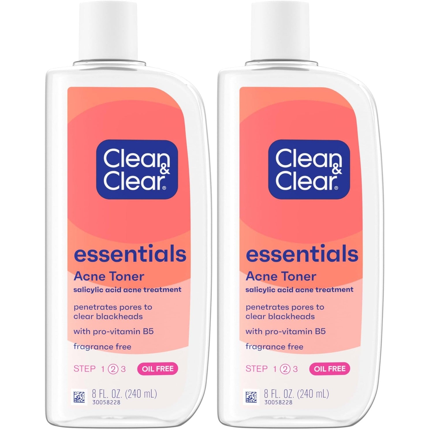 Clean & Clear Essentials Oil-Free Acne Toner, 2% Salicylic Acid Acne Treatment with Pro-Vitamin B5, Deep Pore Facial Toner for Blackheads & Pimples, Fragrance Free, 8 fl. oz