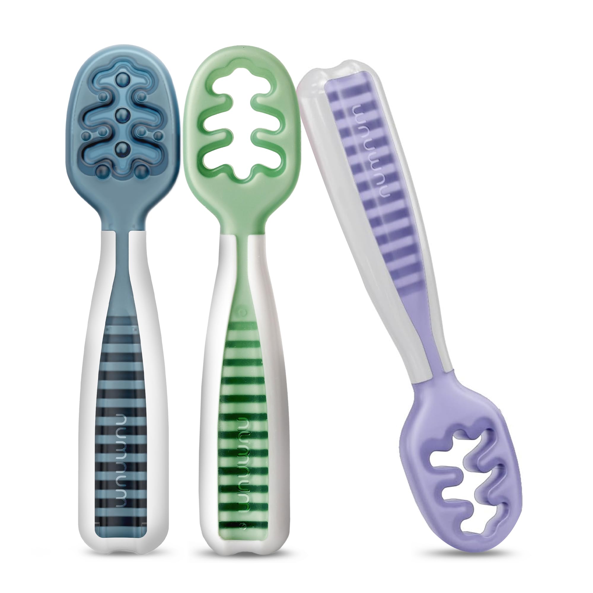 Buy now NumNum Baby Spoons Set, Baby Essentials Pre-Spoon GOOtensils for 6+ Months, First Stage Self-Feeding Spoons for Baby Led Weaning (BLW), Silicone Toddler Utensils, BPA-Free, 2 Pack Gray/Green 07 - Nature Friends 3 Spoons at indiglob india