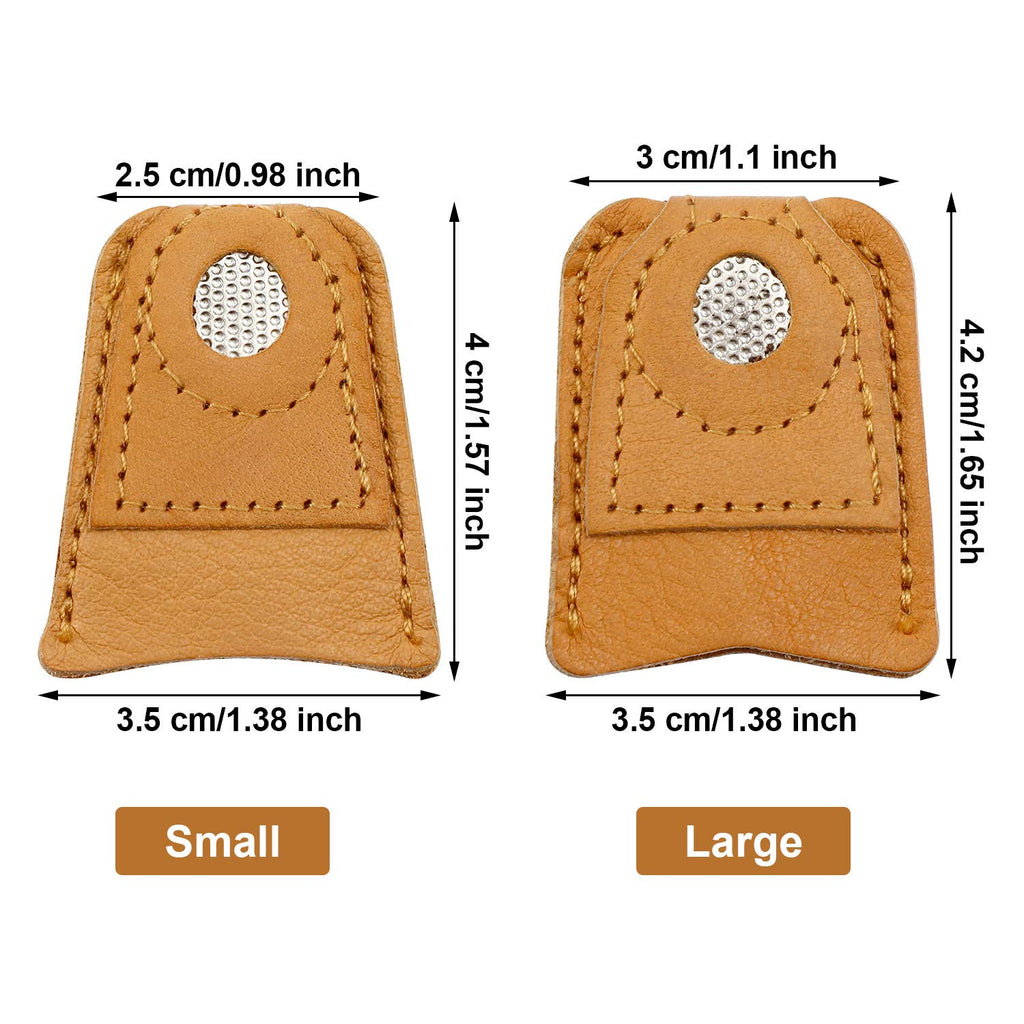 WILLBOND 4 Pcs Leather Thimble Finger Protector for Hand Sewing, 2 Sizes