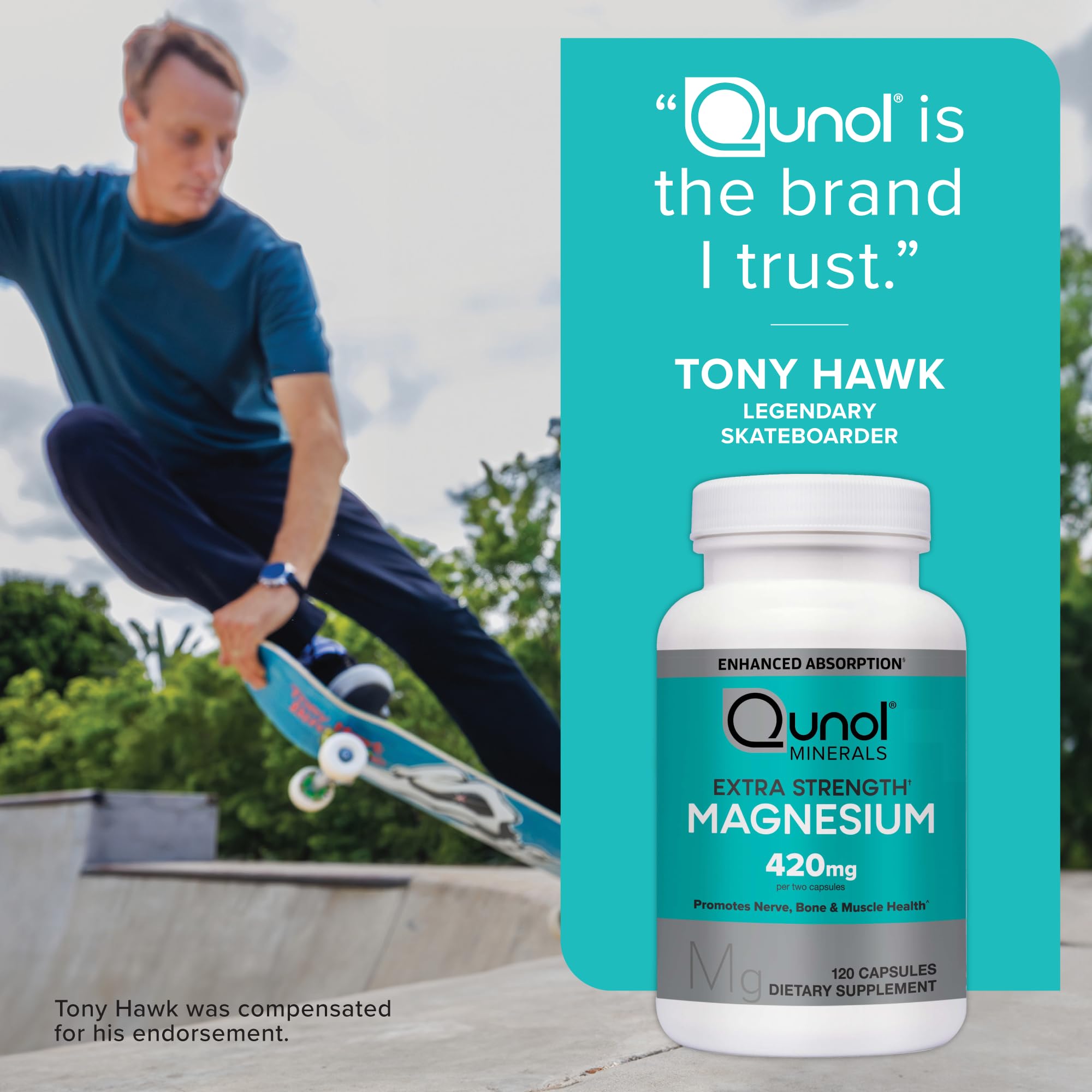 Qunol Magnesium 420mg, Extra Strength, High Absorption, Vegetarian, 120ct | 100% Daily Value, Supports Nerve, Bone & Muscle Health, Cognitive Performance, Healthy Stress Response; Gluten-Free, Non-GMO
