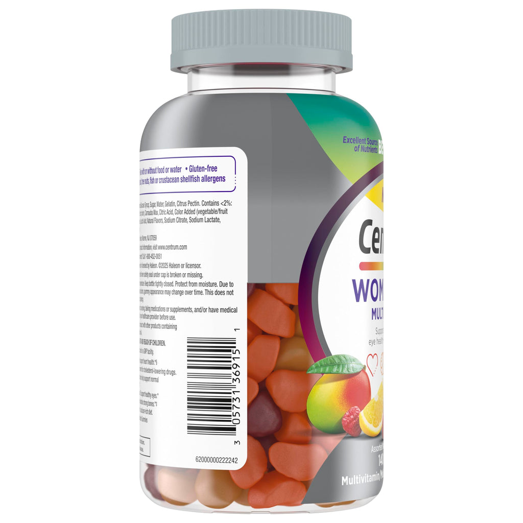 Centrum MultiGummies for Women 50 and Over, 140 Count | Contains Vitamin D3, B Vitamins, Calcium, and Antioxidants, Non-GMO Ingredients, Supports Memory and Cognition, GLP-1 Support
