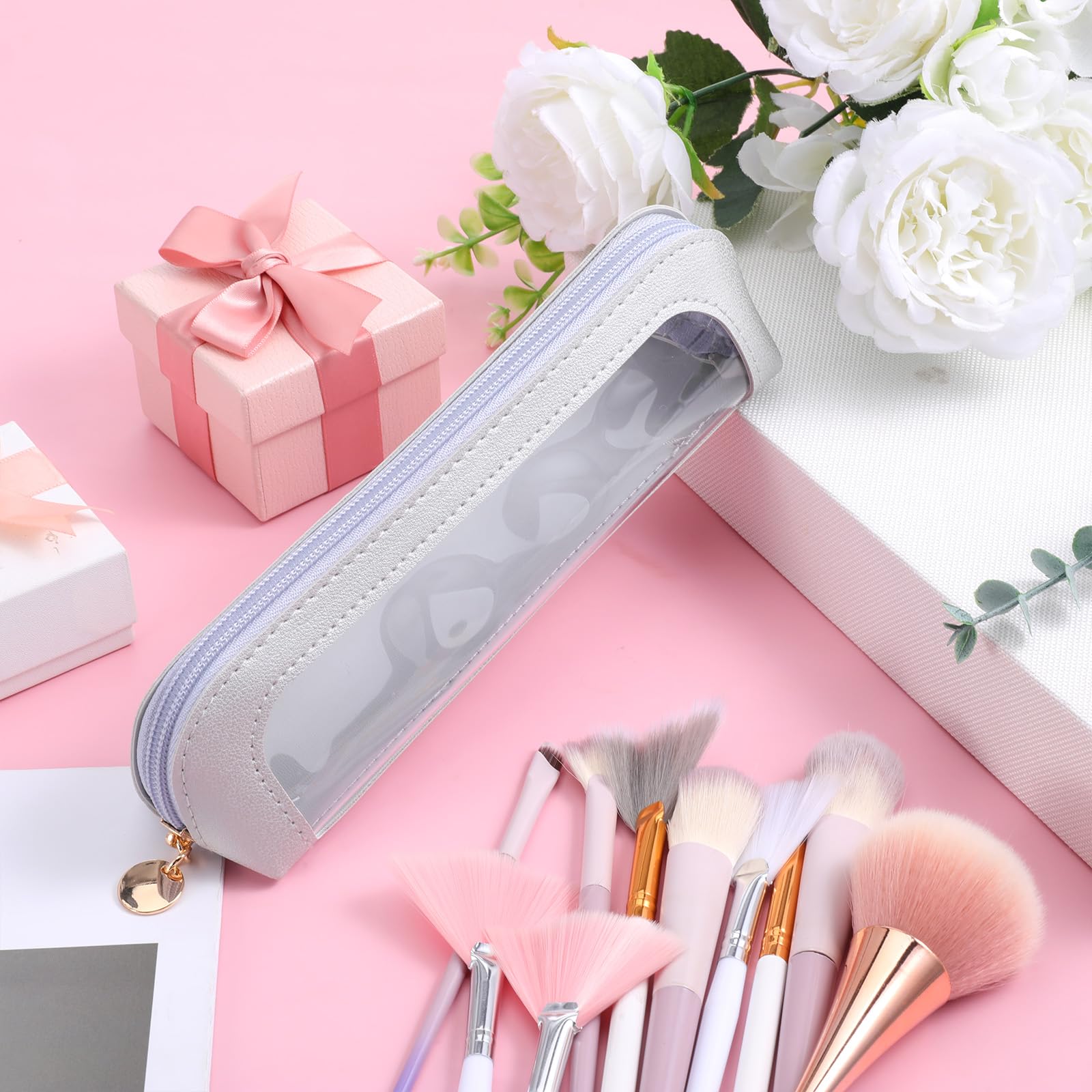 Stylish small clear makeup bag with zipper, ideal for organization. Available for order online in India. Perfect for travel.