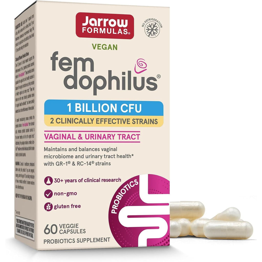 Buy now Jarrow Formulas Fem-Dophilus - 1 Billion Organisms Per Serving - 60 Veggie Capsules - Womenâ€™s Probiotic - Urinary Tract Health - Up to 60 Servings at indiglob india