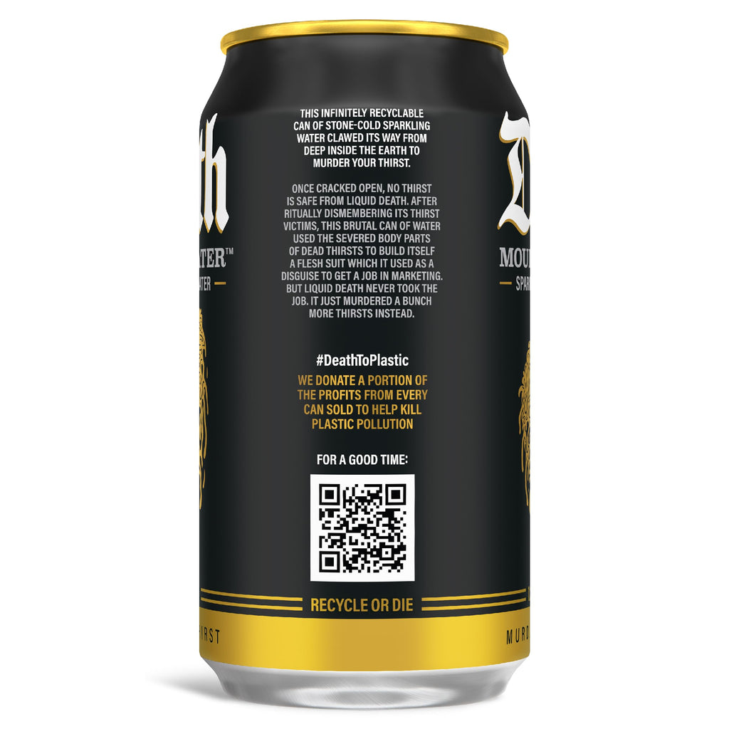 Buy now Liquid Death Sparkling Mountain Water, Real Mountain Source, Ice-Cold Cans, Infinitely Recyclable, 12 Fl Oz (Pack of 12) at indiglob india