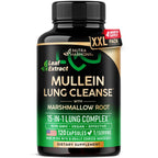 Mullein Lung Detox - Mullein Leaf 10:1 Extract Supplement - 60 Vegan Caps | Marshmallow Root | Echinacea | Quercetin | NAC - 15-in-1 Lung Support & Cleanse for Smokers Supplement - for Women & Men