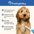 Grooming Comb for Long & Curly Hair in Dogs & Cats - Top Pet Detangler Brush - Removes & Prevents Matted Fur - Perfect for Goldendoodle, Poodle Mixes, and Cat Undercoat