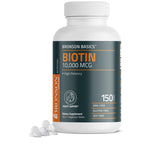 Bronson Biotin 10,000mcg Hair Skin and Nails Vitamins, 150 Tablets | Vegetarian Beauty Support, Non-GMO, Gluten-Free, Soy-Free, Supports Healthy Hair, Skin and Nails