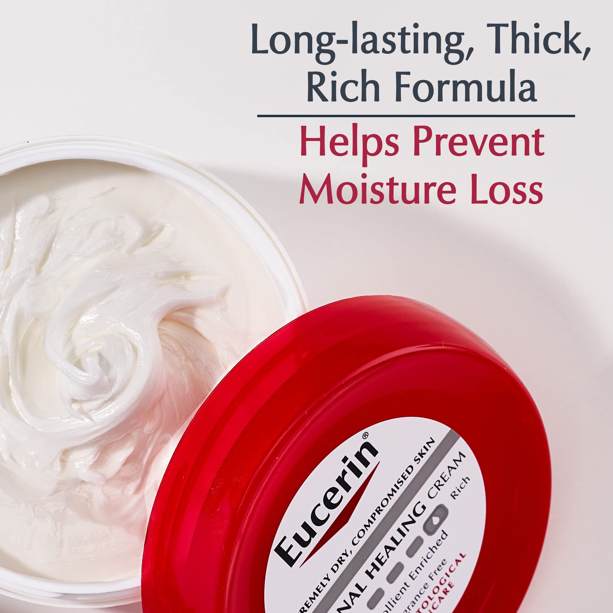 Eucerin Original Healing Cream, Emollient Enriched, 2 x 16 OZ | Unscented Body Cream for Extra Dry and Compromised Skin, Emollient Enriched Body Moisturizer, Long-Lasting Hydration
