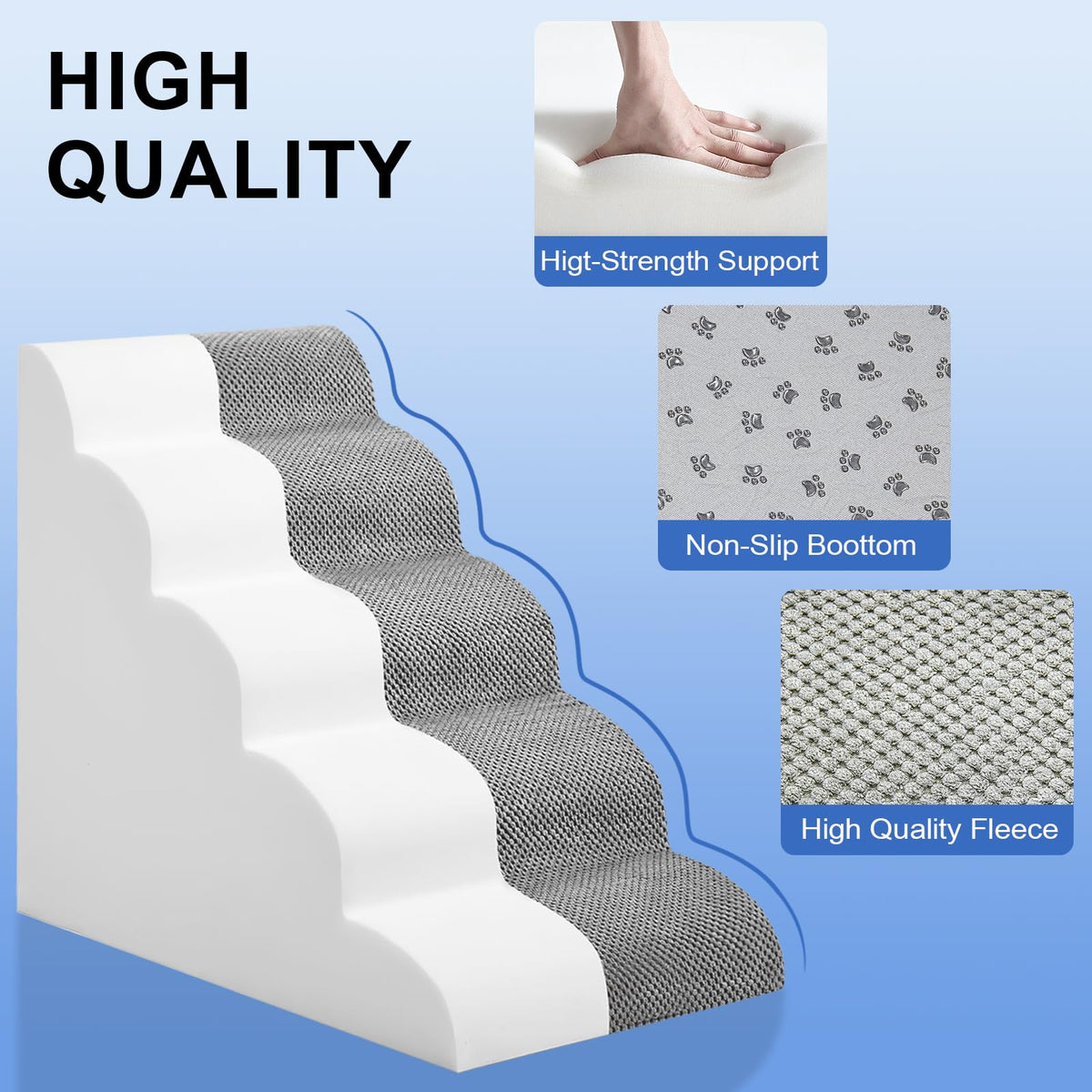 MEJYJEM Dog Stairs for high Beds 28.7” H, 5 Step Pet Ramp for Large Dogs