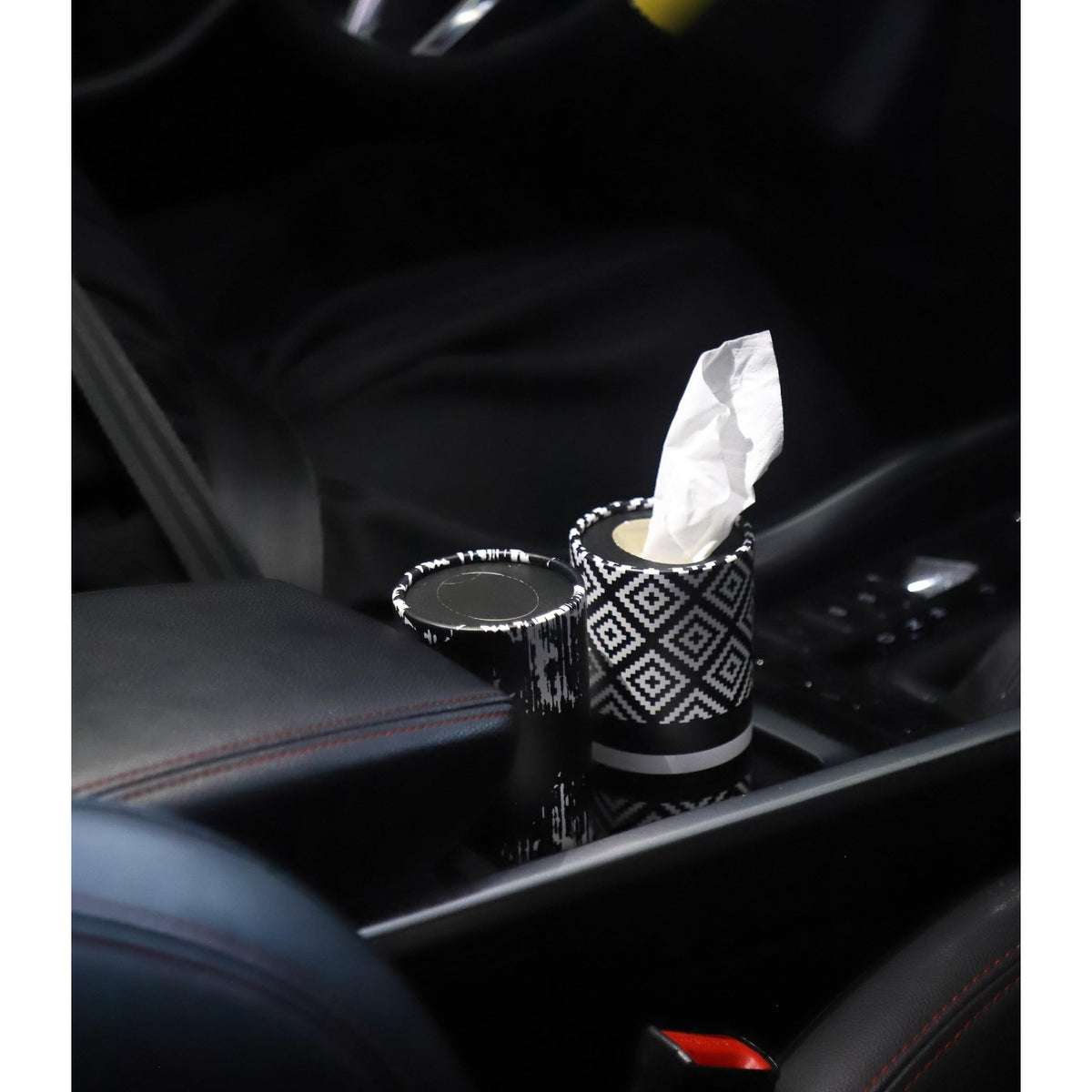 Small Car Tissues Holder with Facial Tissues - 4PK - Tisses for Car Travel Tissue Tubes Box Container Cylinder for Vehicle Cup Holder