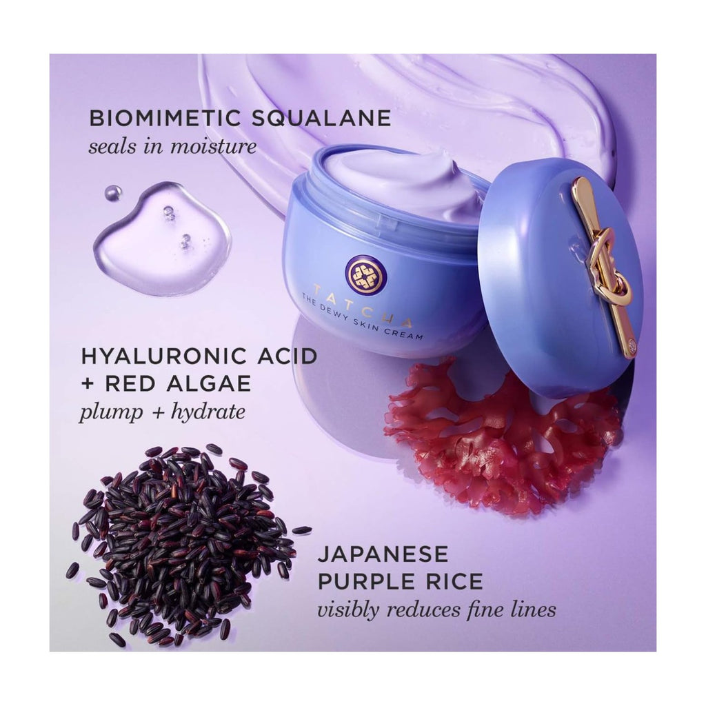 TATCHA The Dewy Skin Cream, Rich Plumping Moisturizer with Hyaluronic Acid | Improves skin barrier, reduces fine lines, plumps, & hydrates dry skin with hyaluronic acid, Hadasei-3, & biomimetic squalane