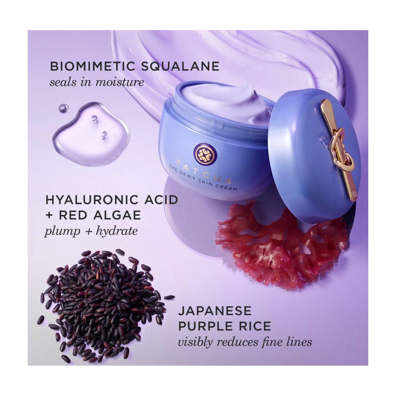 TATCHA The Dewy Skin Cream, Rich Plumping Moisturizer with Hyaluronic Acid | Improves skin barrier, reduces fine lines, plumps, & hydrates dry skin with hyaluronic acid, Hadasei-3, & biomimetic squalane