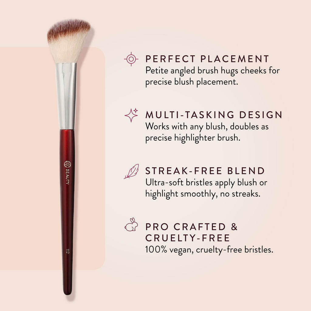 BK BEAUTY 112 Small Angled Blush Brush for Powder, Cream & Liquid