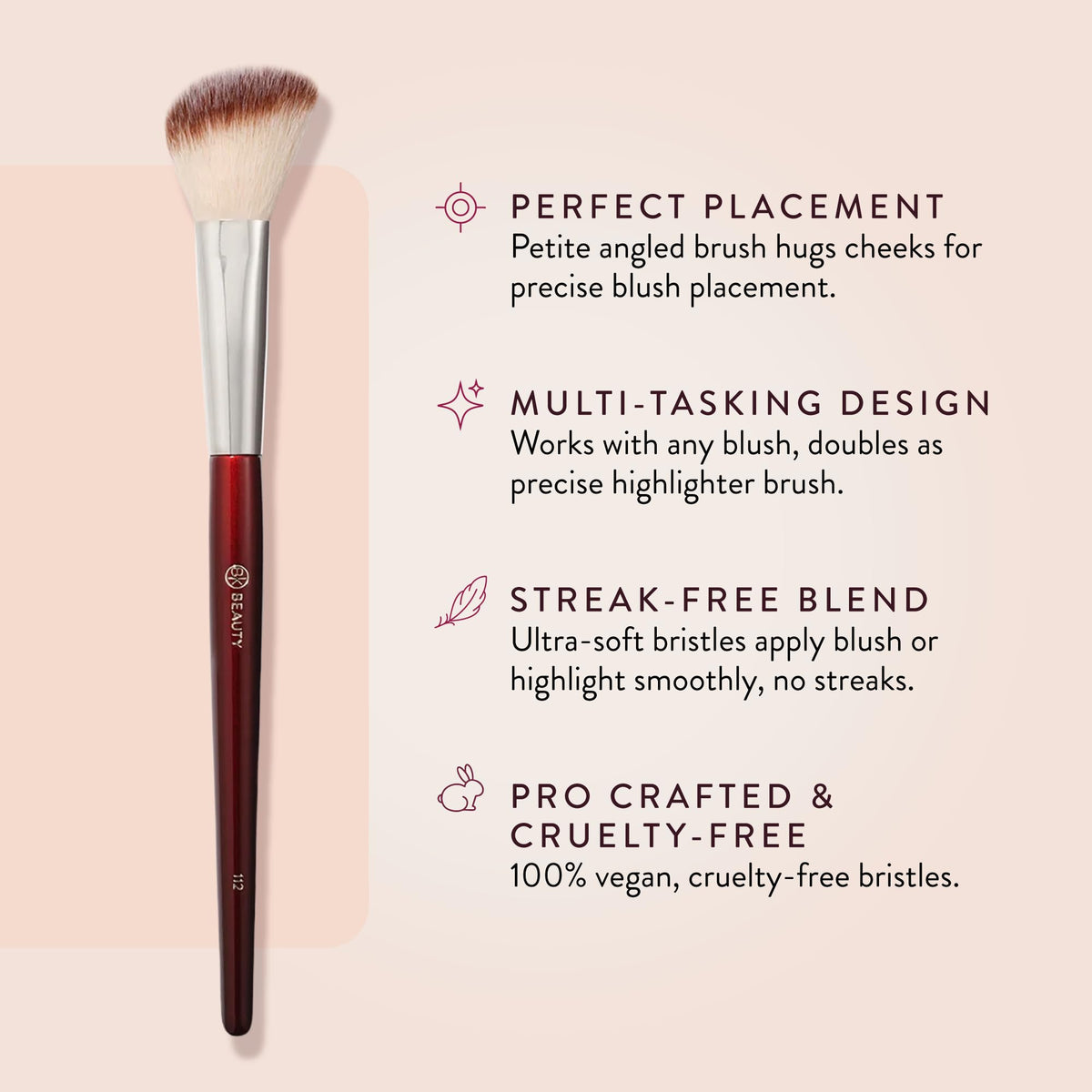 BK BEAUTY 112 Small Angled Blush Brush for Powder, Cream & Liquid