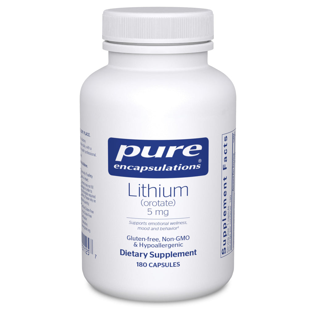 Pure Encapsulations Lithium (Orotate) 5 mg, 180 Capsules | Brain Support Supplement, with N-Acetyl-L-Cysteine (NAC) for Memory and Brain Behavior*, Gluten-Free and Non-GMO