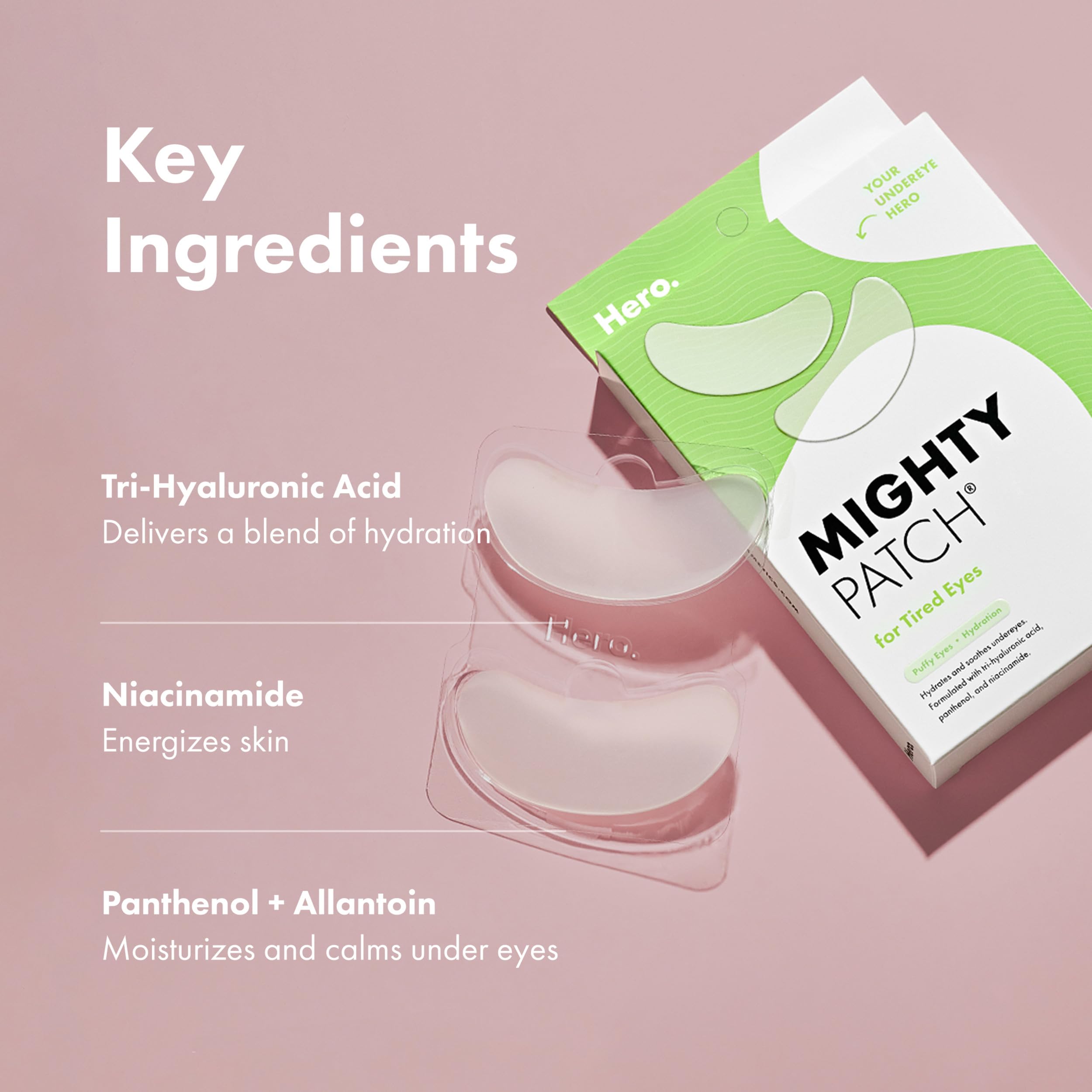 HERO COSMETICS Mighty Patch for Tired Eyes Patches, 6 Count | 3 Pairs, Soothing Hydrogel Patches, Helps Awaken and Visibly De-puff Undereyes