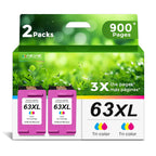 Ankink 63XL Ink Cartridges Replacement for HP 63 XL (Color/Tricolor 2-Pack)