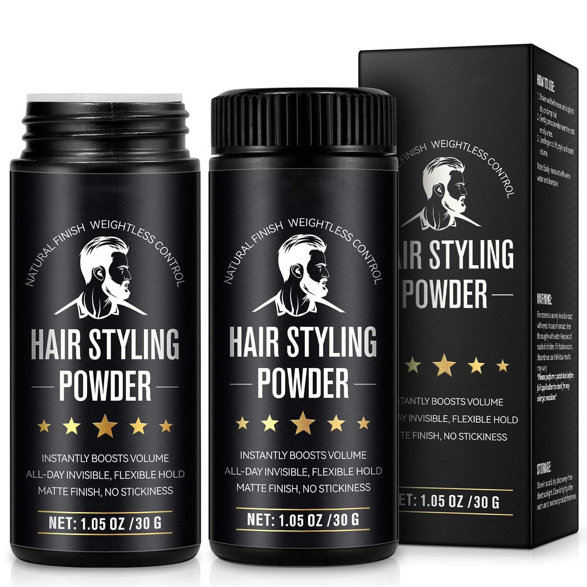 NIFEISHI Hair Styling Powder for Men, (1.05oz of 2Pack) Volumizing Texture Powder for All Hair Types, Easy to Apply, Natural Matte Hairstyle, Texturizing and High Hold