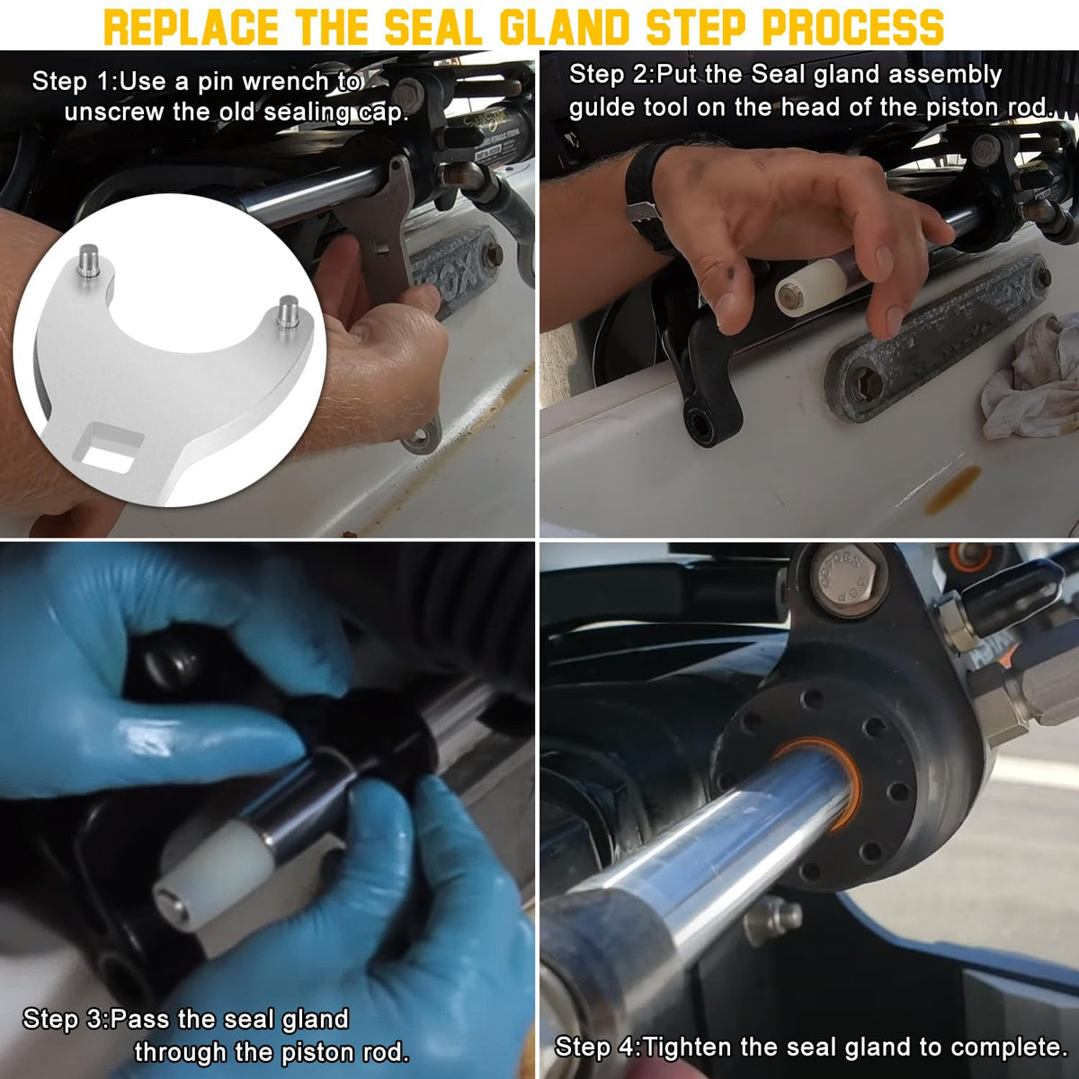 HC5345 Seal Kit For SeaStar Hydraulic Steering Cylinder Seal Kit with Pin Wrench HS5157 compatible with HC5340, HC5341, HC5342, HC5343, HC5344, HC5345,HC6750, HC6751