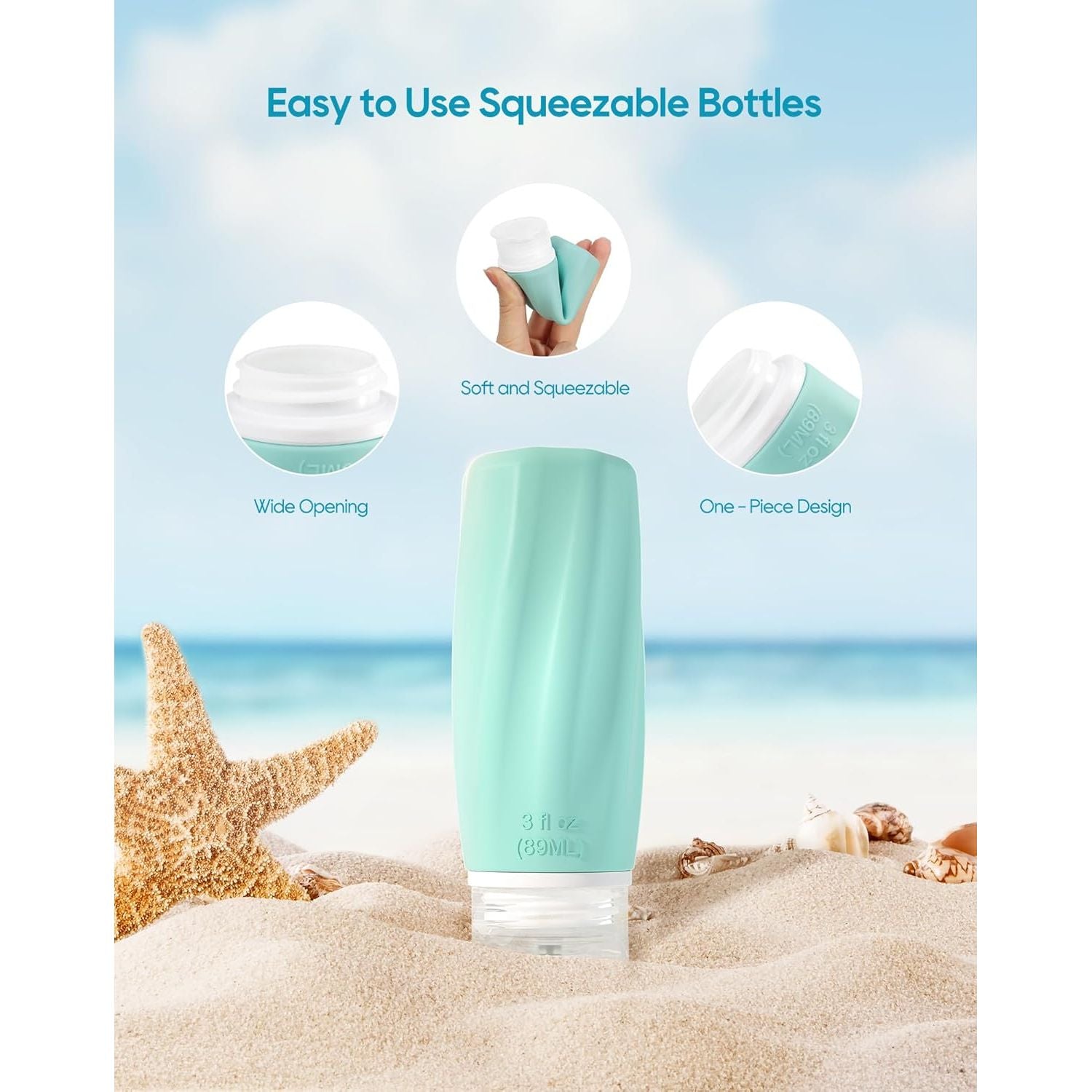 Buy now Morfone Travel Bottles for Toiletries, 3oz TSA Approved Travel Size Containers Leak Proof Squeezable Travel Accessories Refillable for Shampoo Conditioner Lotion Liquids(4Pack) at indiglob india