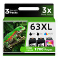 63XL Ink Cartridge Combo (2 Black,1Color) Replacement for HP 63 HP63 HP63XL