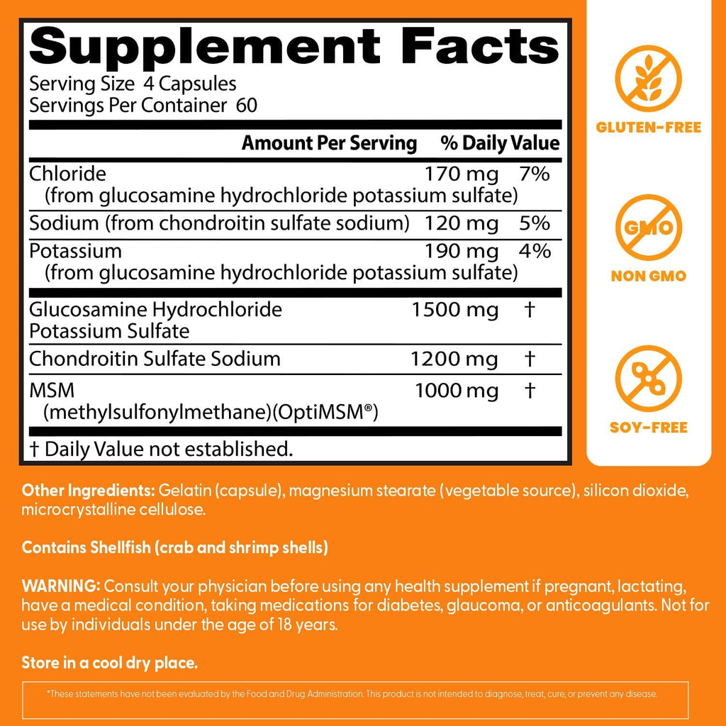 Buy now Doctor's Best Glucosamine Chondroitin Msm with OptiMSM Capsules, Supports Healthy Joint Structure, Function & Comfort, Non-GMO, Gluten Free, Soy Free, 240 Count (Pack of 1) at indiglob india
