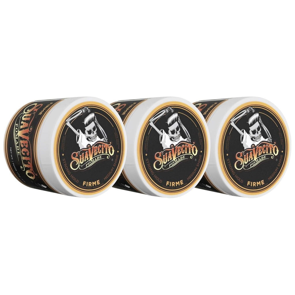 Buy now Suavecito Pomade Firme (Strong) Hold 4 oz, 3 Pack - Strong Hold Hair Pomade For Men - Medium Shine Water Based Wax Like Flake Free Hair Gel - Easy To Wash Out - All Day Hold For All Hair Styles at indiglob india