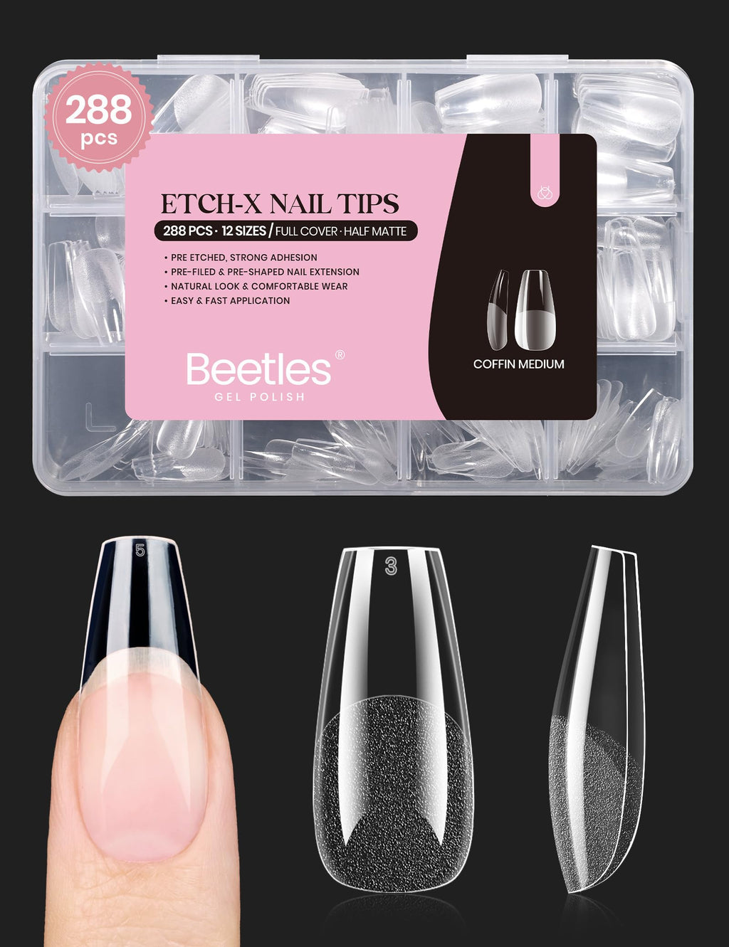Buy now beetles Gel Polish 2Pcs 15ml Nail Glue Kit for Acrylic Nails, 5 in 1 Super Strong Brush in Nail Gel Glue for False Nails Tips and Gel Nail Polish Led Lamp Required 2-2-Coffin Medium 288pcs (Etch X Nail Tips) at indiglob india
