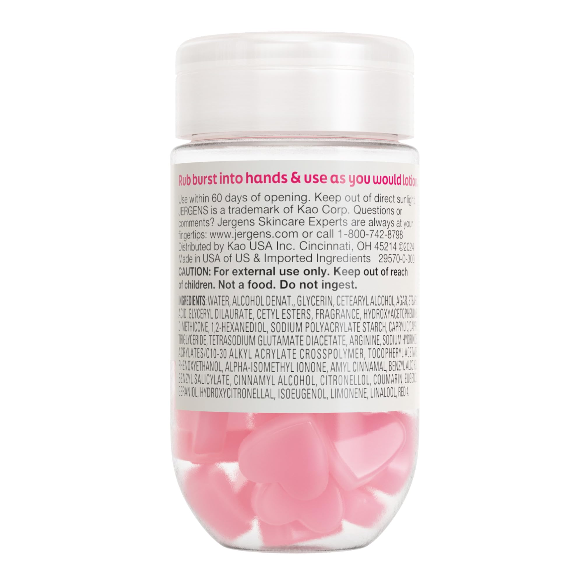 Jergens Cherry Almond Body Lotion Bursts, Squishy Moisturizer, 38 ct | Squishy Heart-Shaped Bursts, Cherry Almond Scent, Moisturizing Lotion, Teen Gift, Birthday Idea