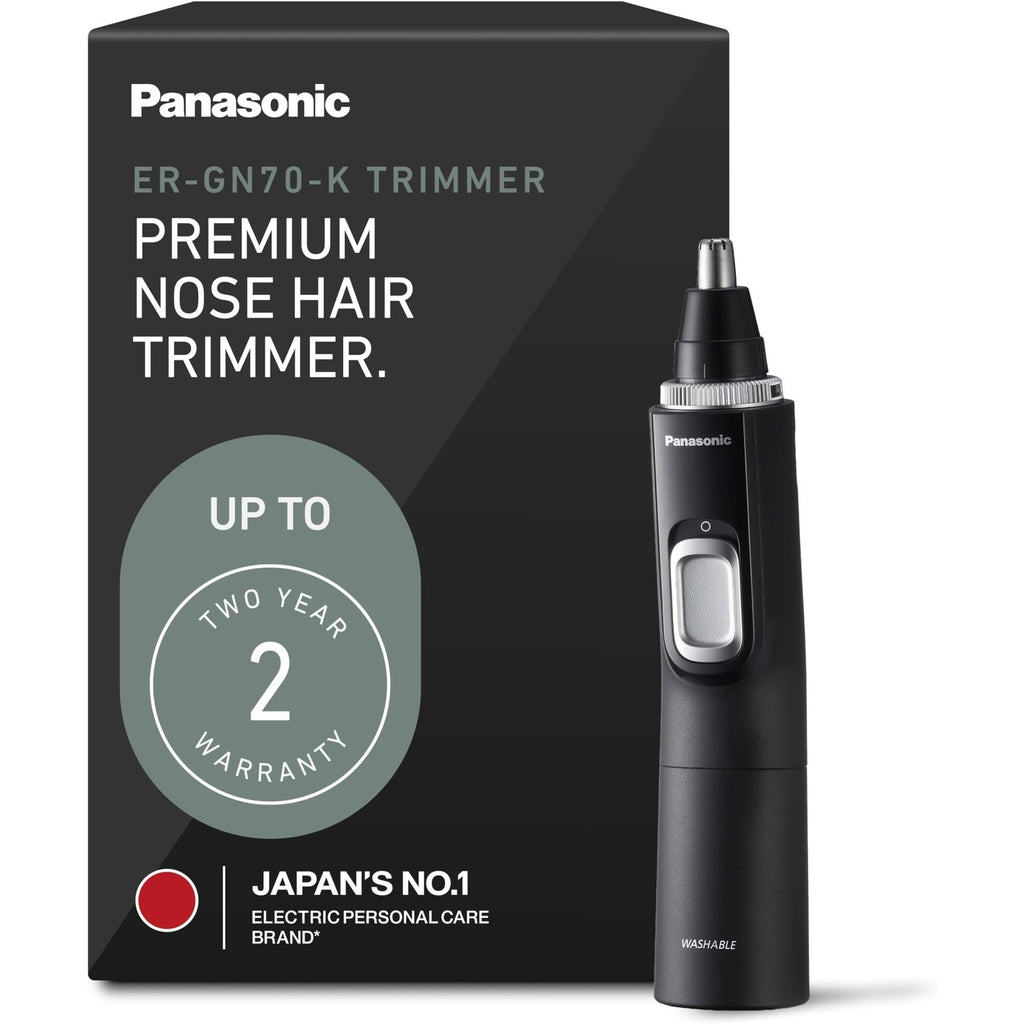 Panasonic Ear and Nose Hair Trimmer for Men with Vacuum Cleaning System, Powerful Motor and Dual-Edge Blades for Smoother Cutting, Wet/Dry – ER-GN70-K (Black)