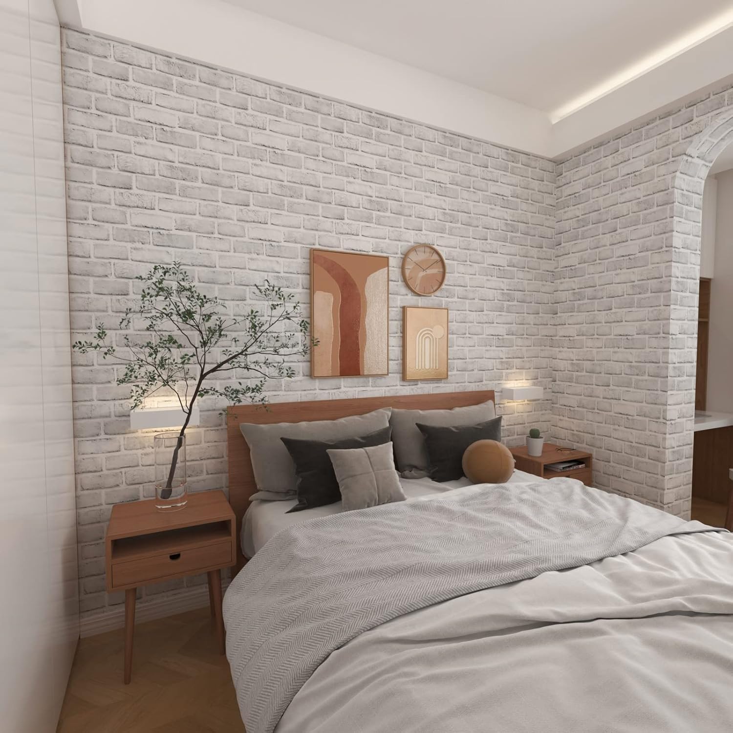 Buy now Cohoo Home Brick Wallpaper Peel and Stick Contact Paper 120inL 18inW Faux 3D Brick Contact Paper for Walls White Gray Grey Self Adhesive Removable Wallpaper Backsplash Bedroom Wall Sticky Waterproof at indiglob india
