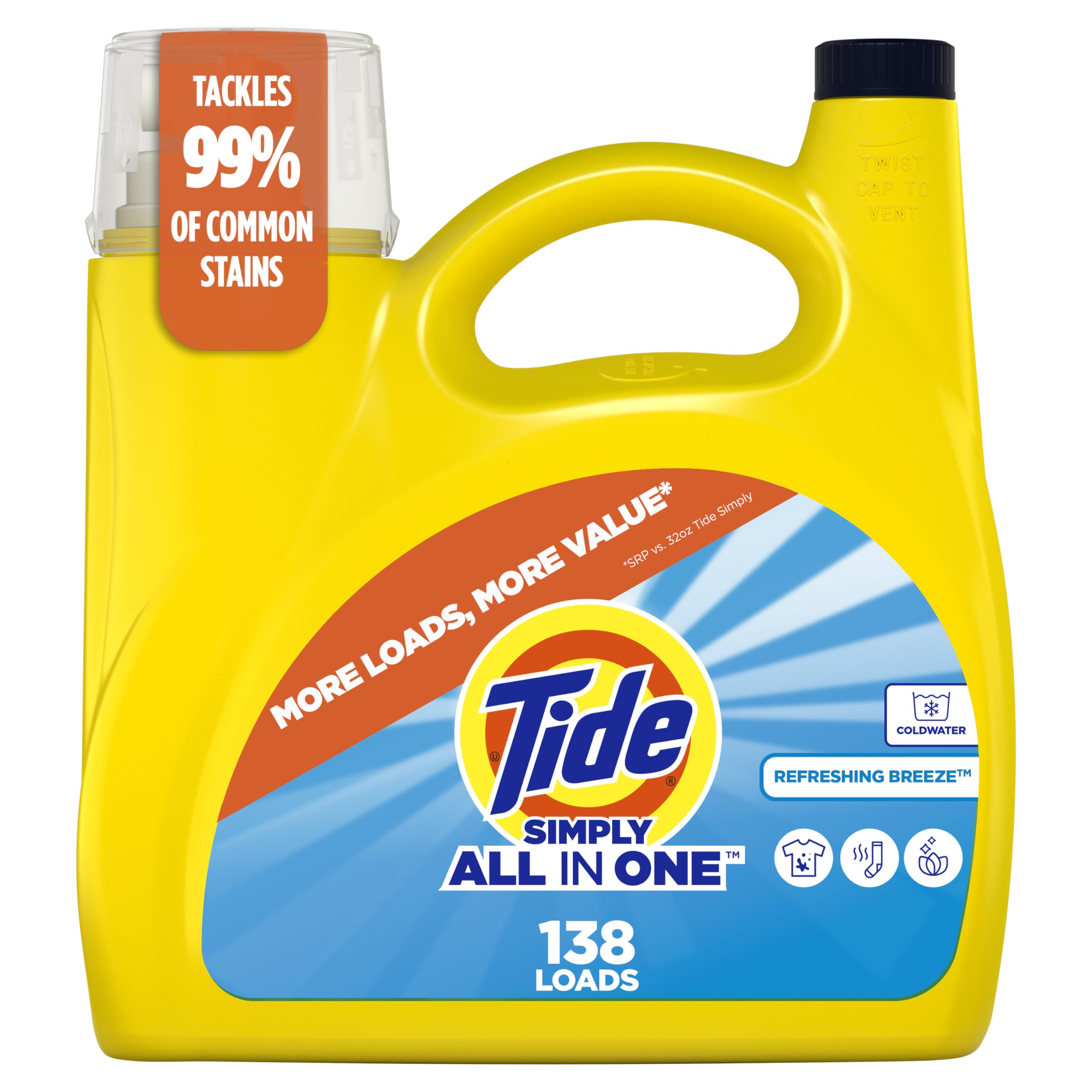 Buy now Tide Simply All-In-One Liquid Laundry Detergent, Refreshing Breeze Scent, 6 Loads, 10 fl oz Refreshing Breeze (B0DTZ4VZWB) at indiglob india