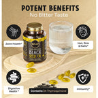 Maju Superfoods Black Seed Oil Capsules - Cold Pressed, 3X Thymoquinone, 100% Turkish Black Cumin Nigella Sativa Seed Oil, Liquid Pure Blackseed 60 Count, 500mg per Capsule