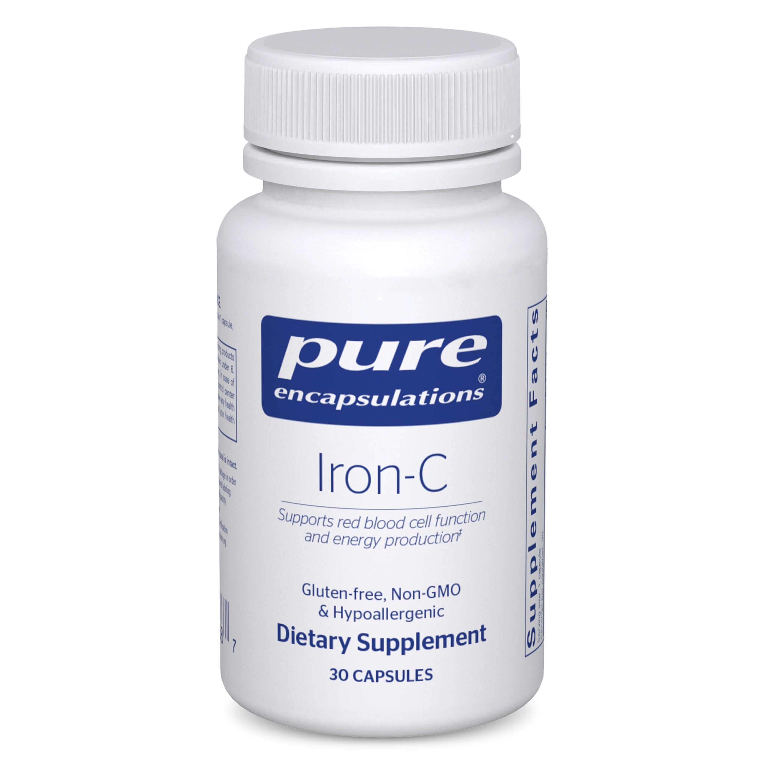 Pure Encapsulations Iron-C, 30 Capsules | 15 mg - 175 mg Vitamin C, Red Blood Cell Support*, Energy Production, Highly Bioavailable Iron Pill, for Women and Men