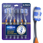 Medium Toothbrushes for Adults with Tongue Cleaner, Utilizing whitening Spiral Wave Brush bristles, it Effectively Cleans Coffee, Tea, and Smoke Stains, Gentle Rounded Tips（6 Pack）