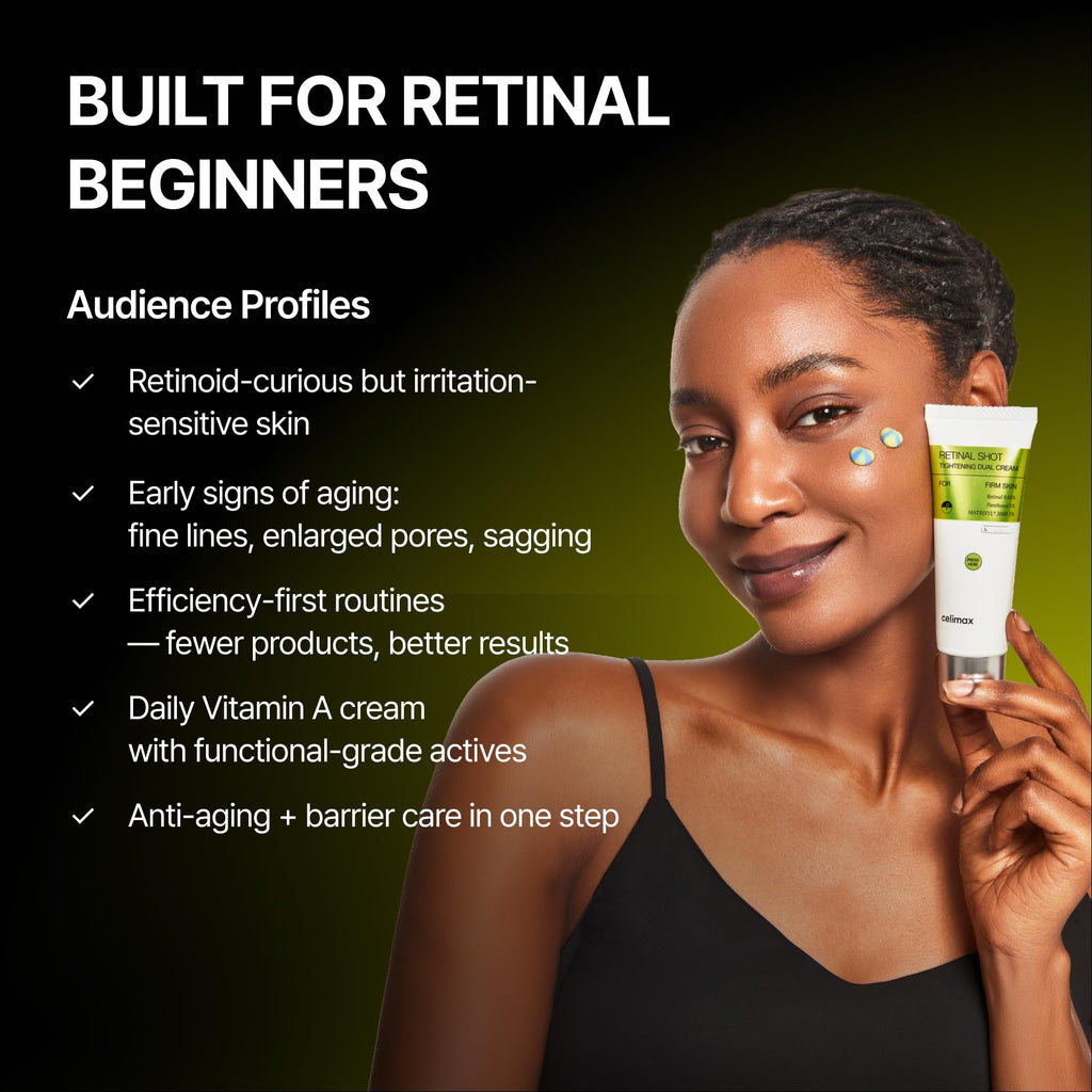 celimax The Vita-A Retinal Shot Tightening Dual Cream, 1.69 fl.oz | 0.05% Retinal, 3% Matryxyl, 5% Panthenol, High-Strength Retinoid, Anti Aging & Relief Cream, Wrinkles & Fine Lines, Firm Skin