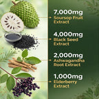 24-in-1 Soursop Capsules with Shilajit, Sea Moss, Lions Mane, Ashwagandha, Elderberry, Vitamin C, D3 & Magnesium | 20:1 Extracts | Daily Wellness Support for Adults | Non-GMO