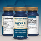 Nature's Wonder Vitamin B12 1000mcg Timed Release Steady Energy 150Tablets | Supports Red Blood Cell Production, Energy Metabolism, Brain & Nervous System Health for Women & Men, Gluten-Free, 150 Days