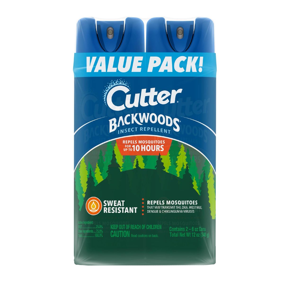 Cutter Backwoods Mosquito and Insect Repellent 6 Ounces, 2 Pack Bug Spray