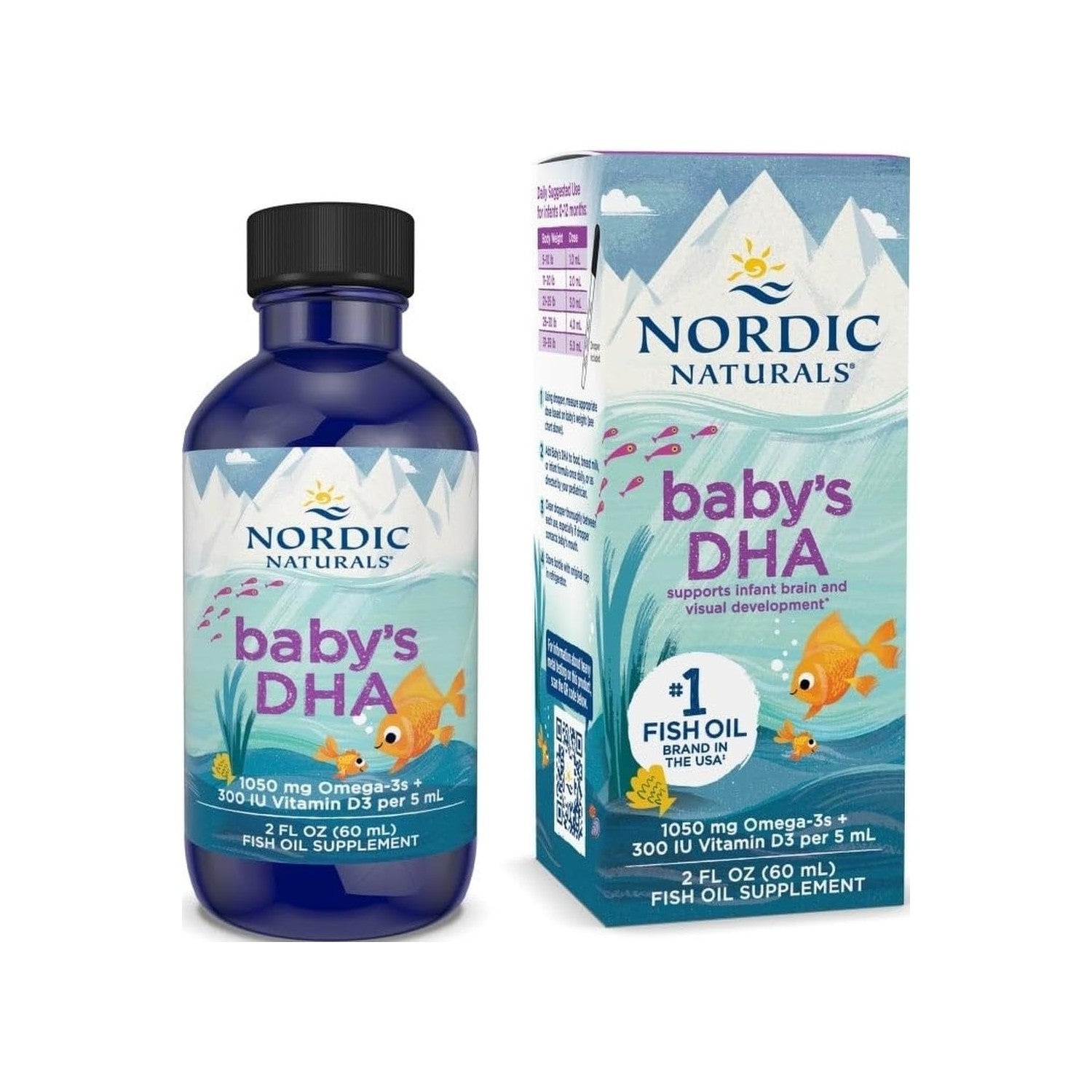 Nordic Naturals Baby’s DHA, 1050 mg Omega-3 + 300 IU Vitamin D3-2 oz | Supports Brain, Vision & Nervous System Development in Babies - Non-GMO - Servings May Vary