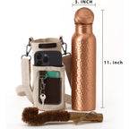 CLEO HOME 100% Pure Copper Water Bottle for Drinking, 34 Oz Hammered Ayurvedic Copper Bottle for Drinking Water | Leak-Proof & Eco-Friendly | For Yoga, Office, Travel with Canvas Carry Bag & Brush