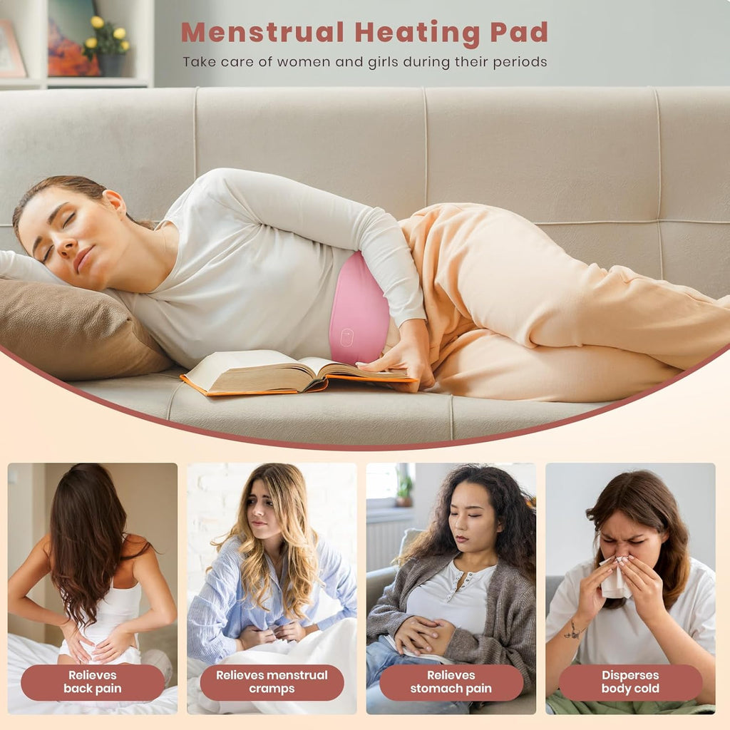 Buy now Portable Heating Pad for Cramps and Back Pain, Menstrual Cramp Relief Wearable Heating Pad for Women and Girls, Wireless Heating Pads with 3 Temperature Setting & Battery Powered at indiglob india