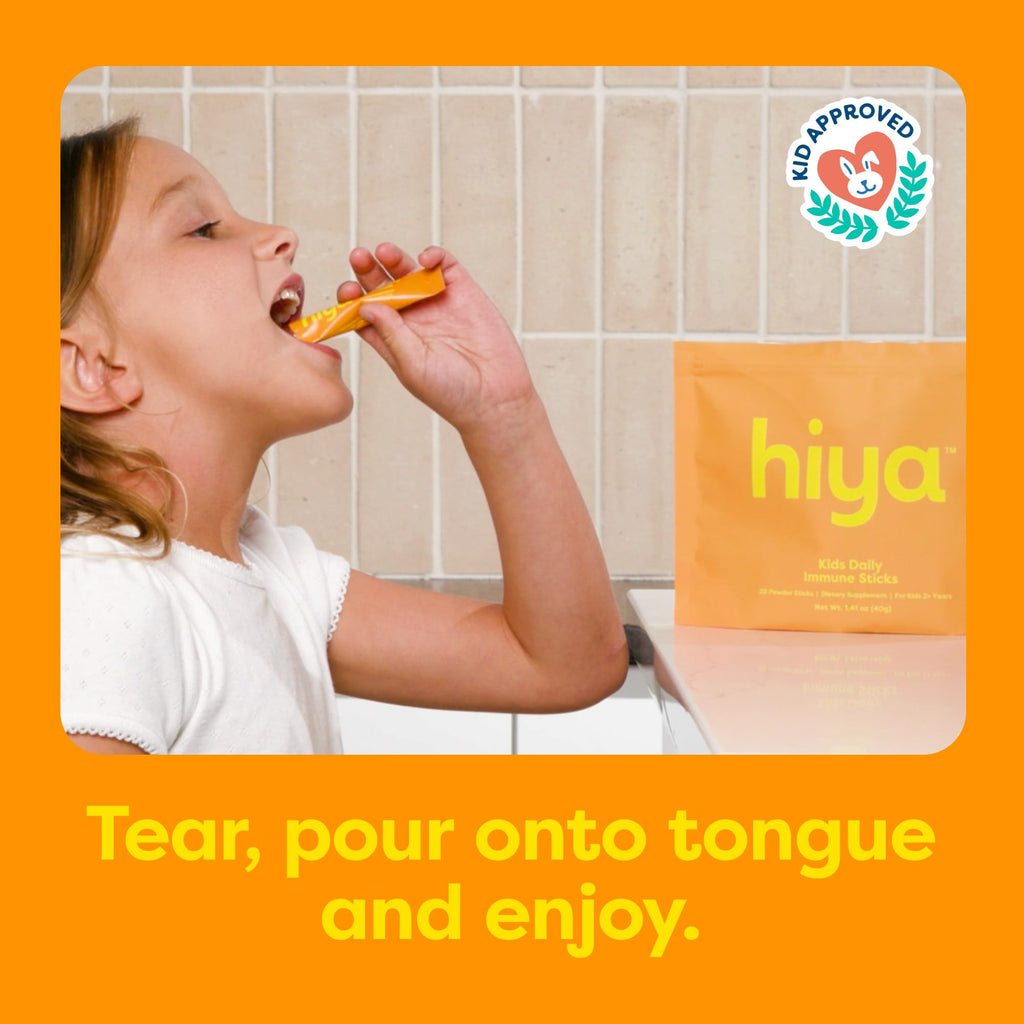HIYA Kids Daily Immune Support, Vitamin C & Elderberry, Orange, 20 Sticks