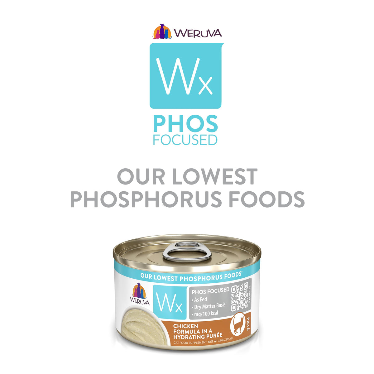 Weruva Wx Phos Focused, Chicken Formula in a Hydrating Purée, 3oz Can, Pack of 12