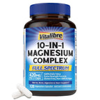 Vitalibre 10 in 1 Magnesium Complex, 420mg Elemental Magnesium 120 Capsules | Ultra Strength, Max Absorption | Chelated Magnesium Supplement for Women Men Nerves, Bone & Heart Health | Non-GMO