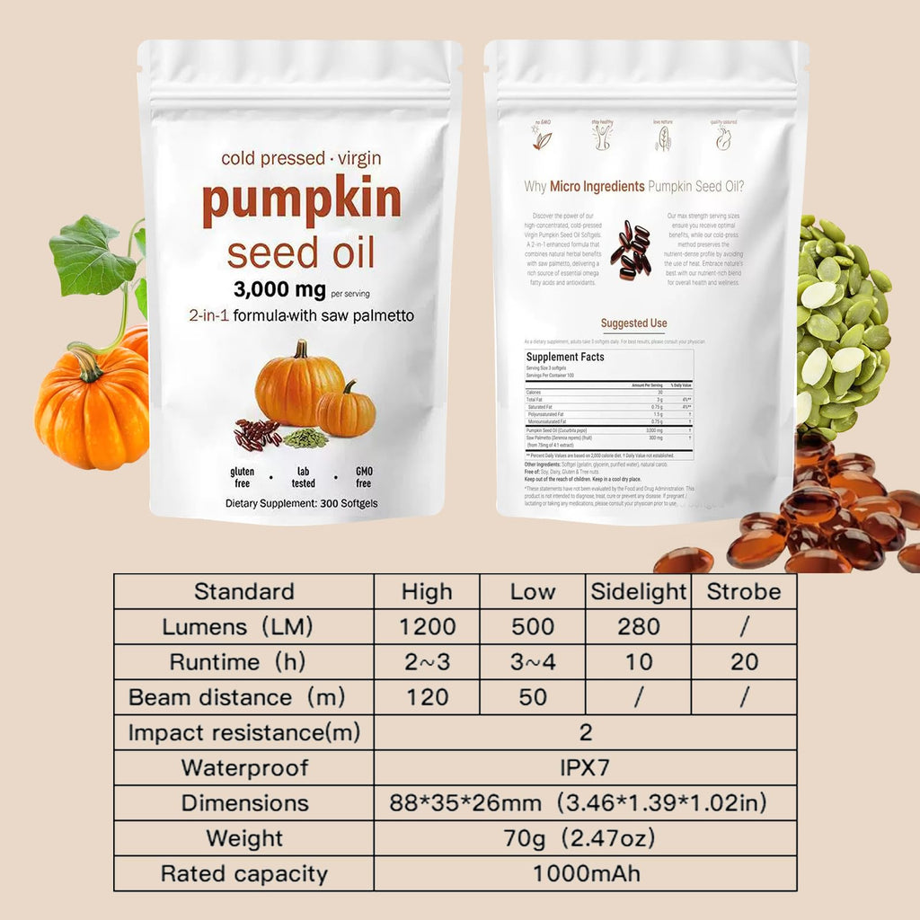 Pumpkin Seed Oil Capsules with Saw Palmetto, 300 Softgels