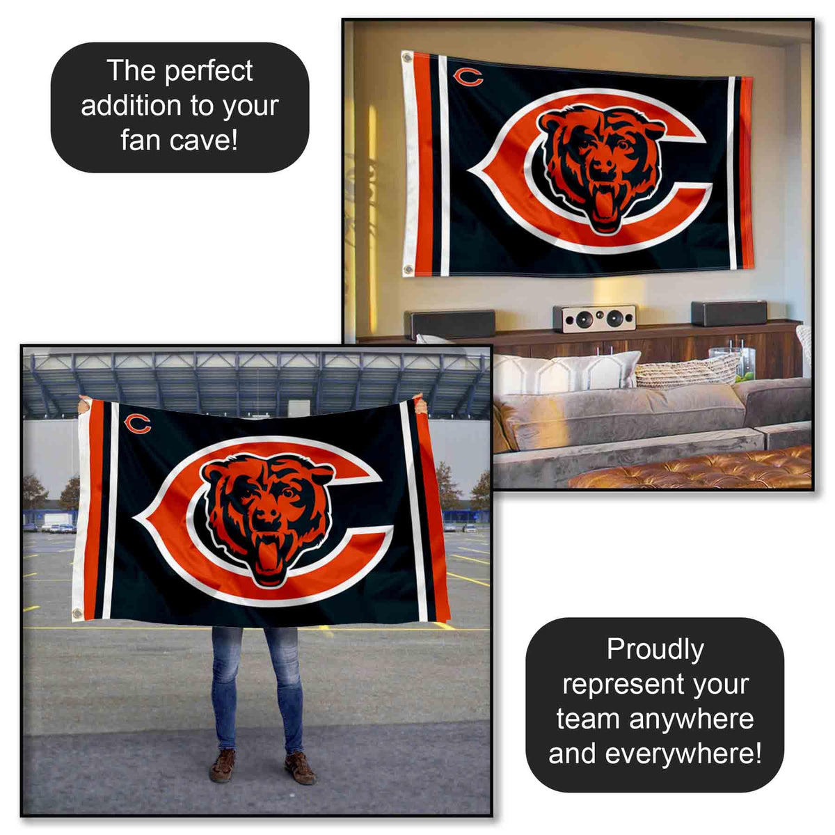 Chicago Bears Logos Flag and Banner