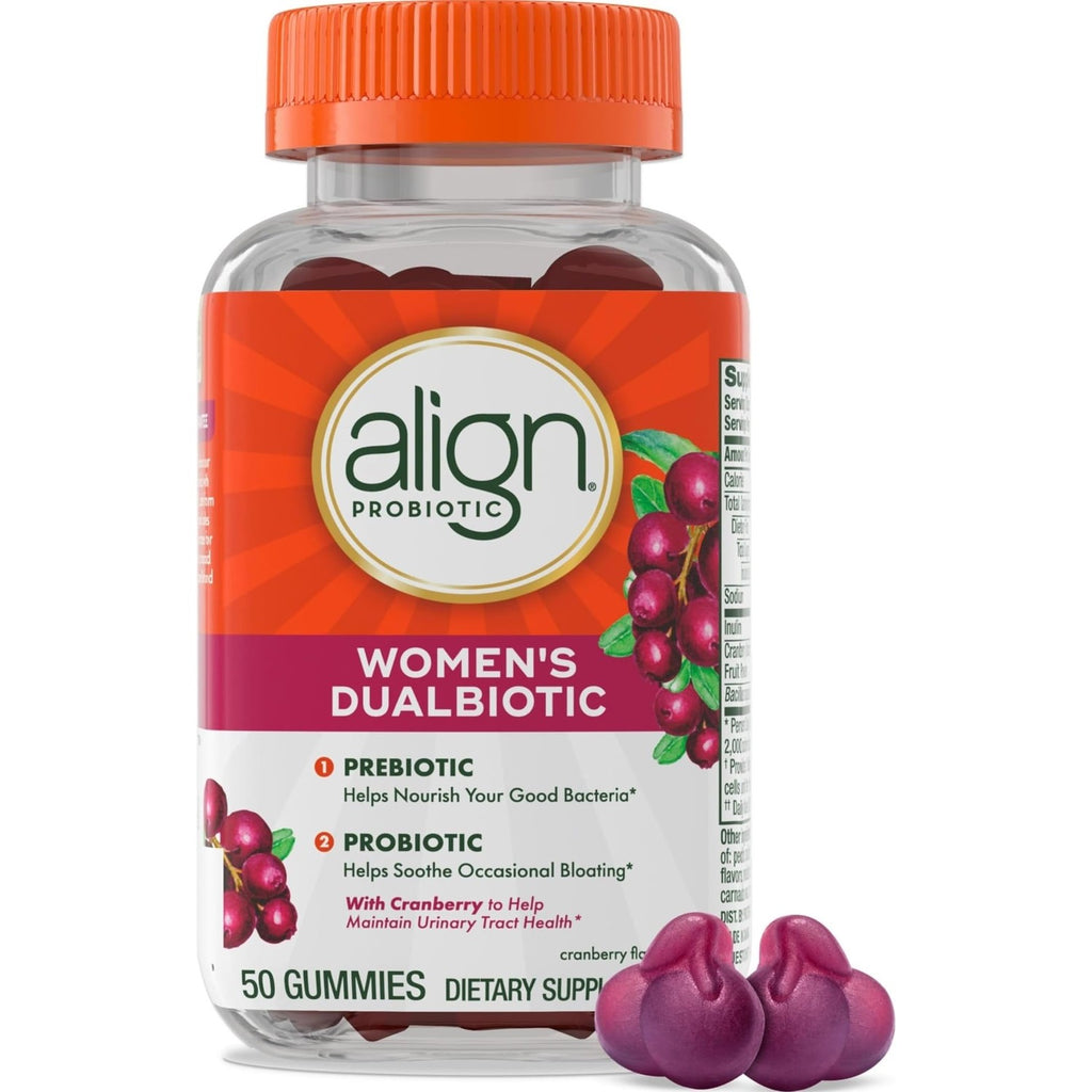 Align Probiotic, Women's Dualbiotic, Womens Probiotic Gummies, Prebiotics and Probiotics for Women, with Cranberry for Urinary Tract Health*, Cranberry Flavor, 90 Gummies